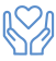 two blue hands holding a heart outline icon